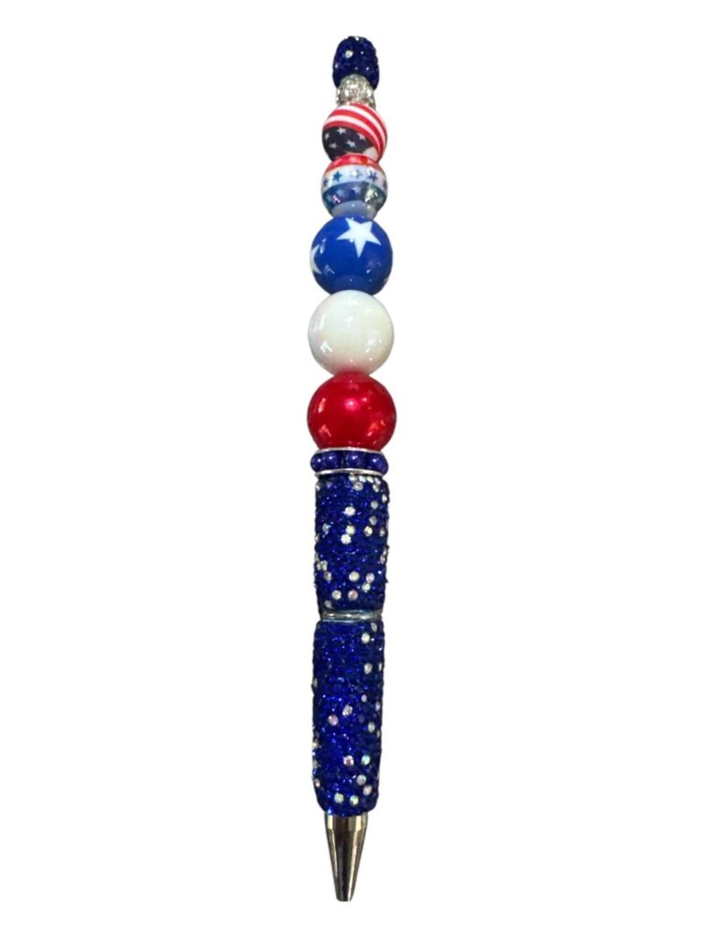 Celebrate 250 years with this Patriotic Beaded Pen with Red White & Blue Stars &